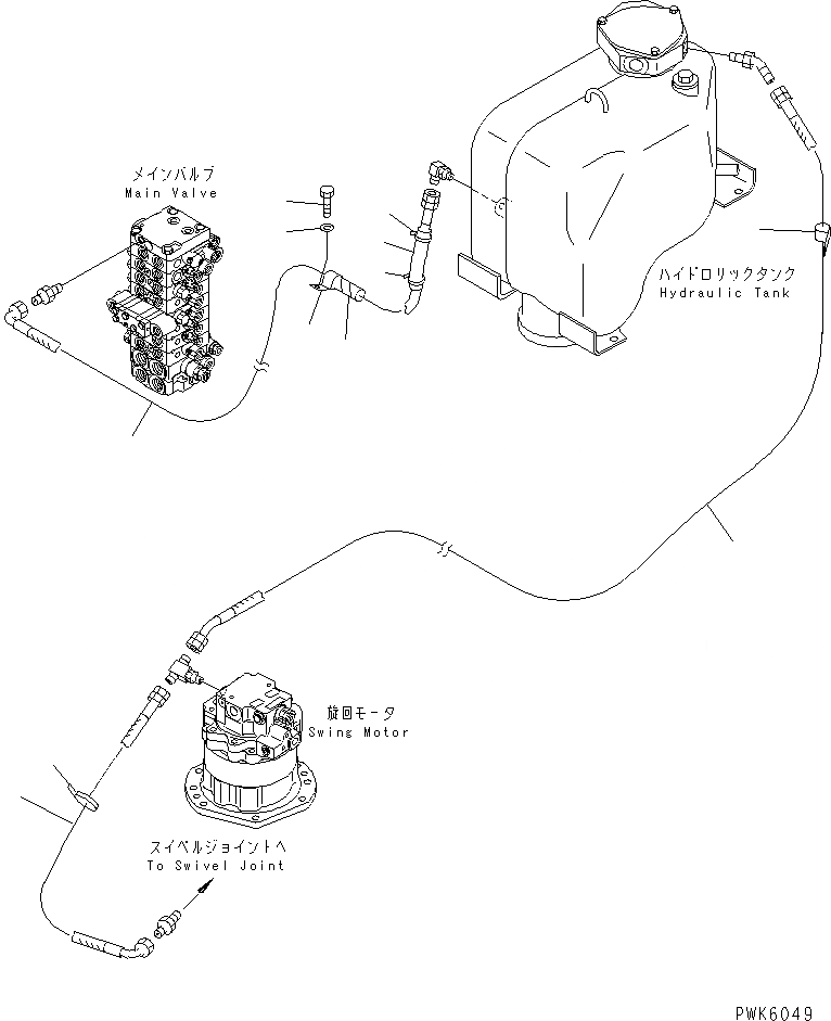 Схема запчастей Komatsu PC30R-8 - ВОЗВРАТН. ЛИНИЯ ГИДРАВЛИКА