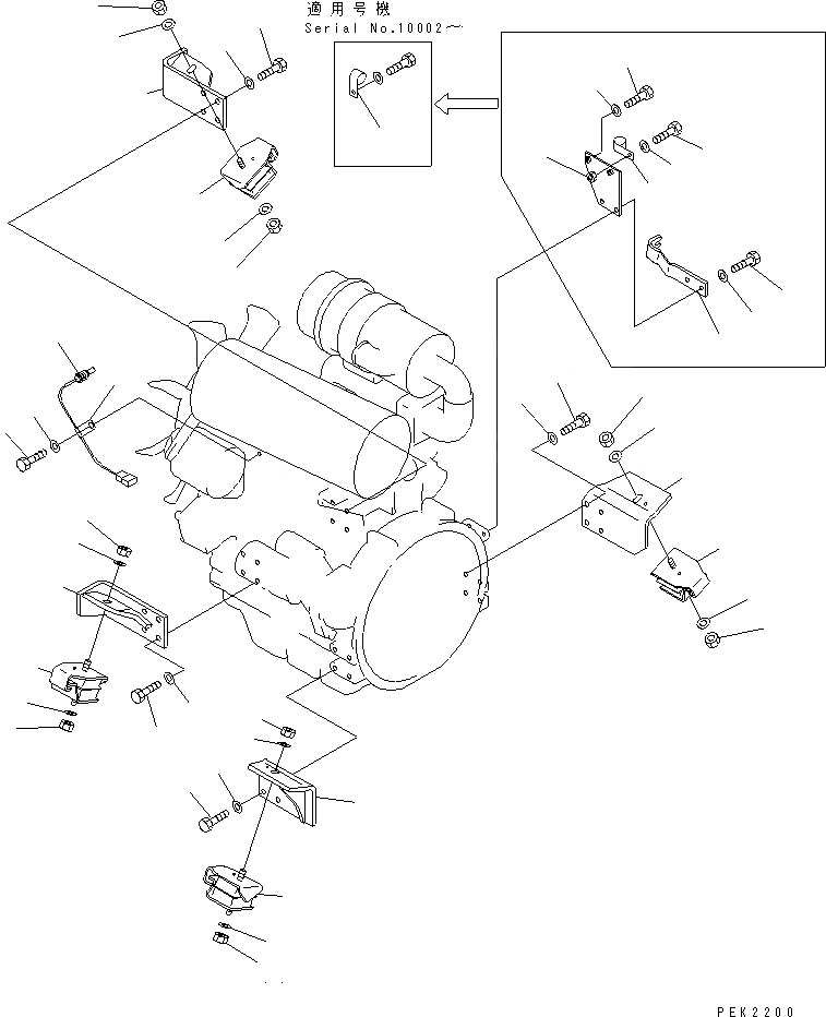 Схема запчастей Komatsu PC30R-8 - КРЕПЛЕНИЕ ДВИГАТЕЛЯ КОМПОНЕНТЫ ДВИГАТЕЛЯ