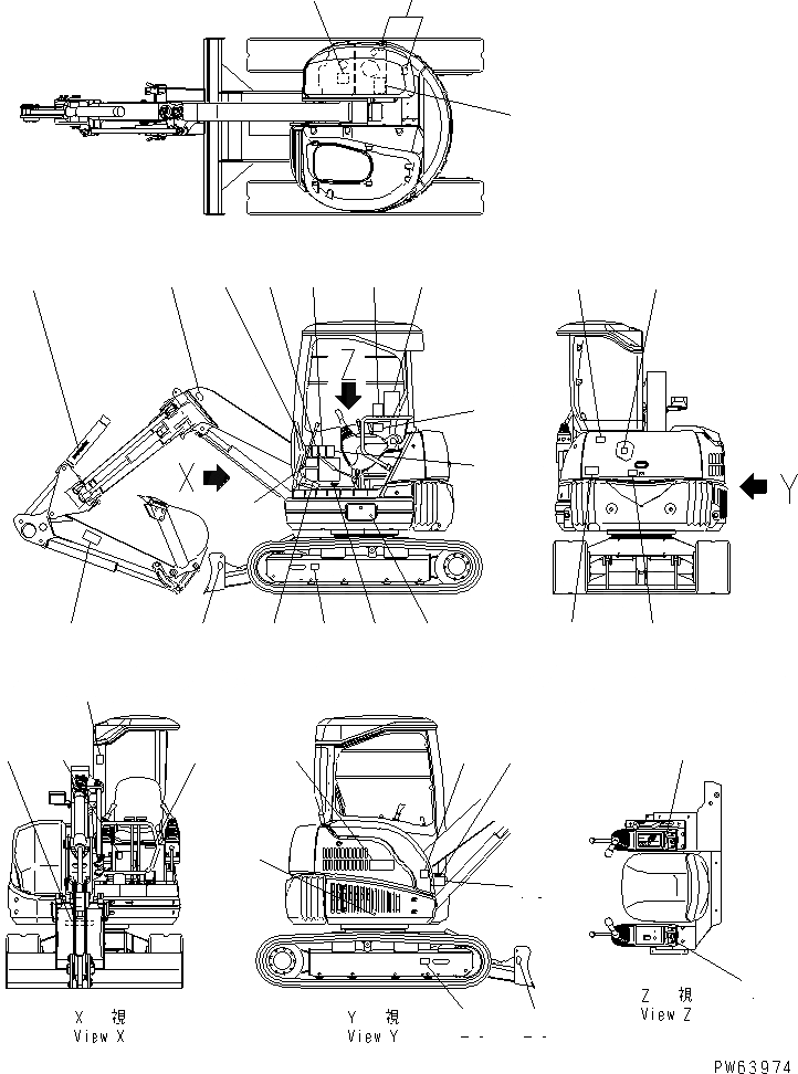 Схема запчастей Komatsu PC30UU-3 - МАРКИРОВКА (НАВЕС СПЕЦ-Я.) МАРКИРОВКА