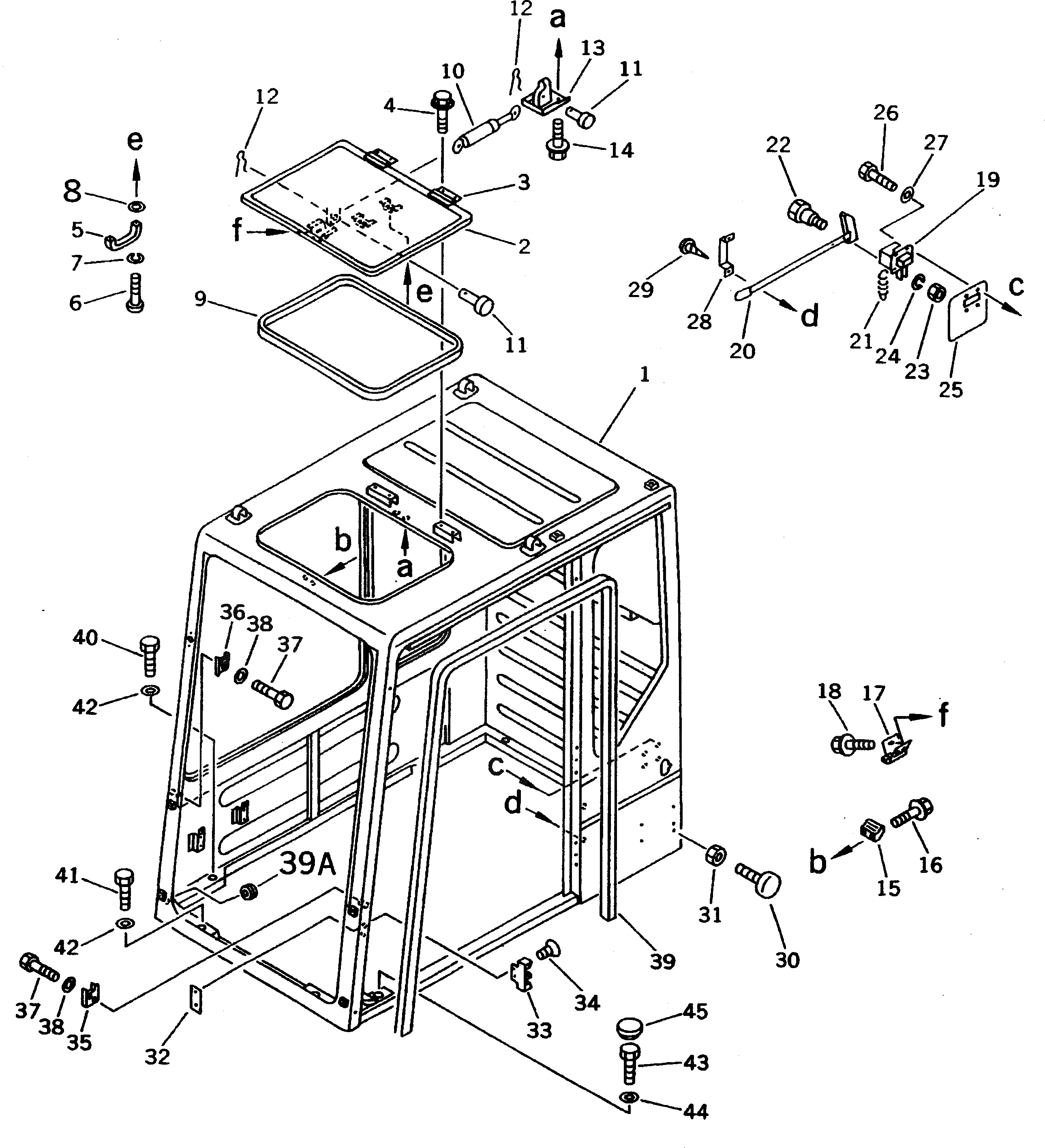 Схема запчастей Komatsu PC310-5 - КАБИНА (ДЛЯ ФРОНТАЛЬН. ЗАЩИТЫ) (/7) (КАБИНА)(№-) ЧАСТИ КОРПУСА