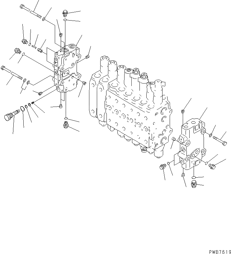 Схема запчастей Komatsu PC340-6K - ОСНОВН. КЛАПАН (-АКТУАТОР) (/)(№K-) ГИДРАВЛИКА