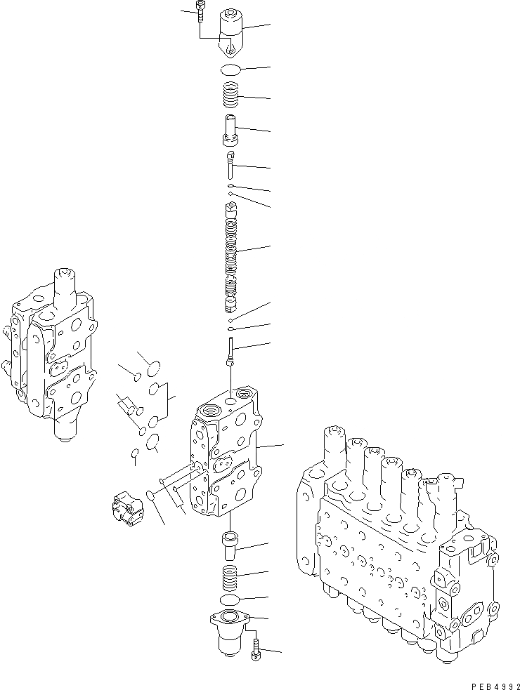 Схема запчастей Komatsu PC340-6K - ОСНОВН. КЛАПАН (-АКТУАТОР) (/7)(№K-) ГИДРАВЛИКА