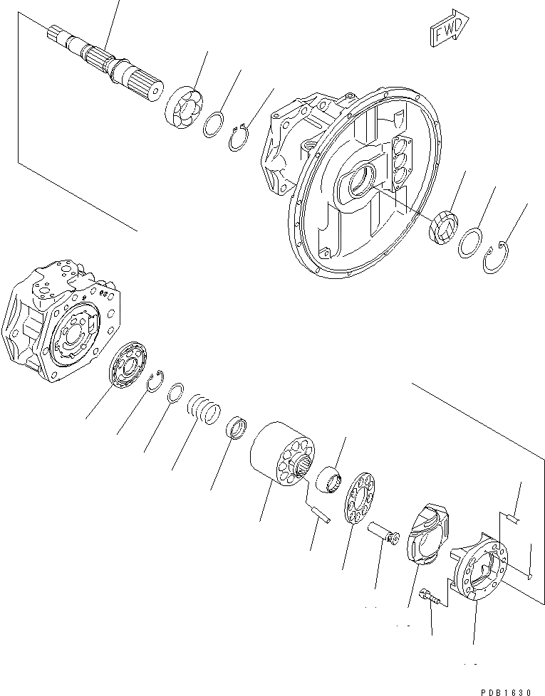 Схема запчастей Komatsu PC340-6K - ОСНОВН. НАСОС (/9) (HPV ++BARO-) ГИДРАВЛИКА