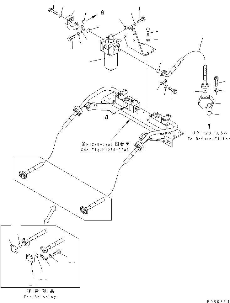 Схема запчастей Komatsu PC340-6K - НАВЕСНОЕ ОБОРУД-Е (ВОЗВРАТ. ЛИНИЯ)(№K-K999) ГИДРАВЛИКА