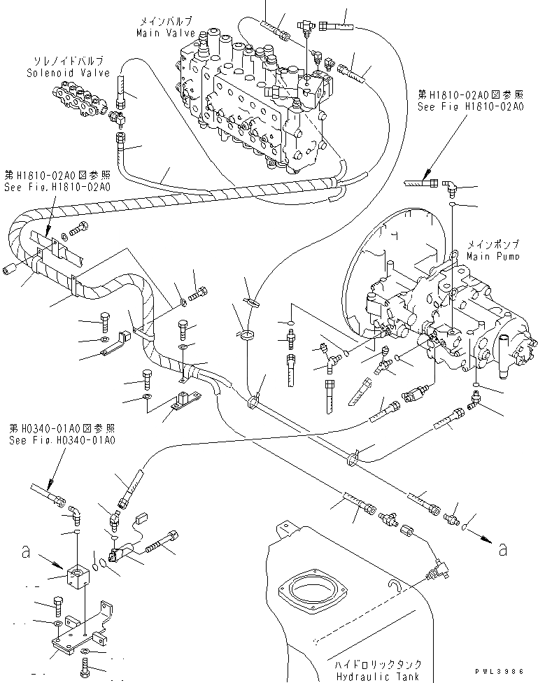 Схема запчастей Komatsu PC340-6K - ЛИНИЯ LS(ЛИНИЯ НАСОСА И E.P.C. КЛАПАН)(№K-) ГИДРАВЛИКА