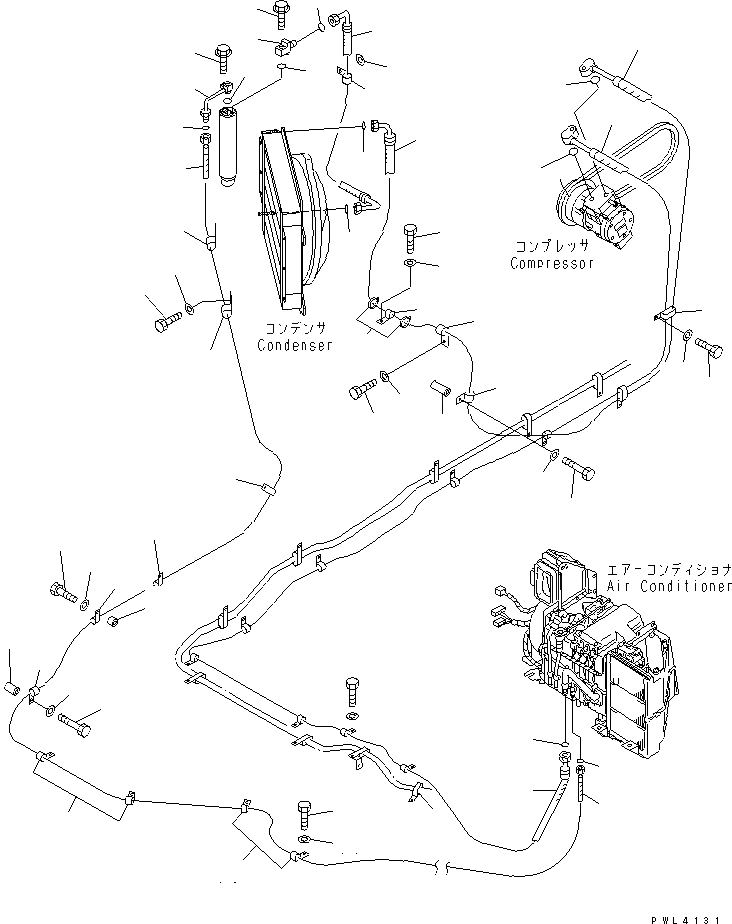 Схема запчастей Komatsu PC340-6K - КОНДИЦ. ВОЗДУХА (ЛИНИЯ ОХЛАЖДЕНИЯS)(№K-) КАБИНА ОПЕРАТОРА И СИСТЕМА УПРАВЛЕНИЯ