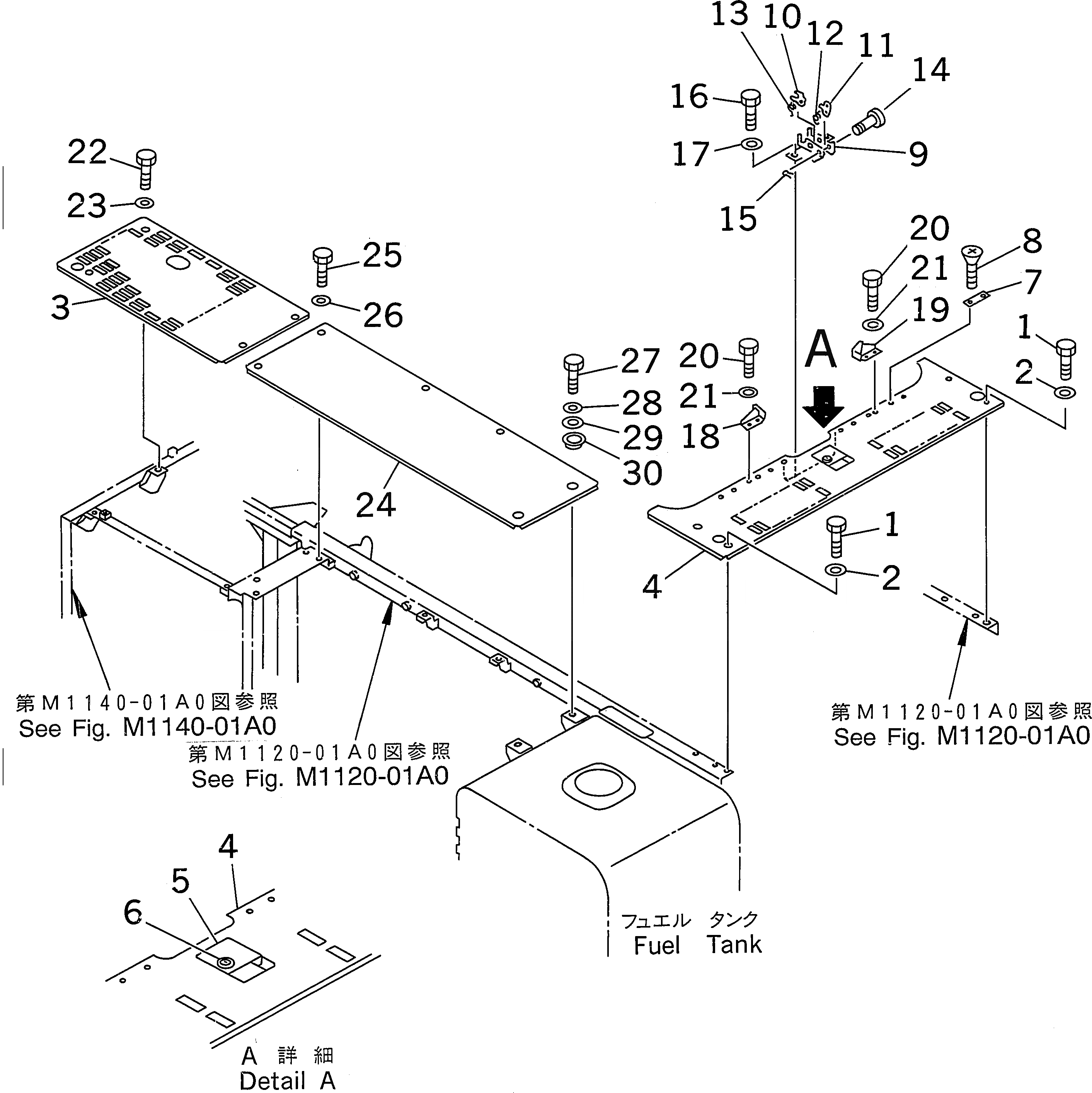 Схема запчастей Komatsu PC340-6K - КРЫШКА(КАБИНА) (ВЕРХН.)(№K-K999) ЧАСТИ КОРПУСА