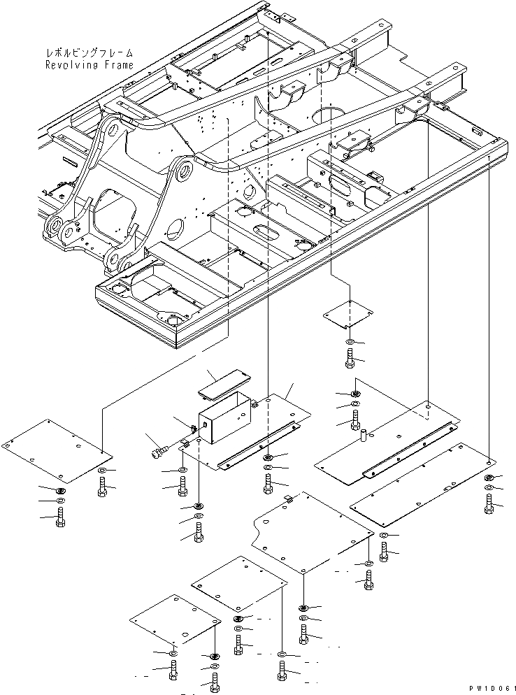 Схема запчастей Komatsu PC340LC-7K - НИЖН. КРЫШКА (ОСНОВНАЯ РАМА) (/) ЧАСТИ КОРПУСА