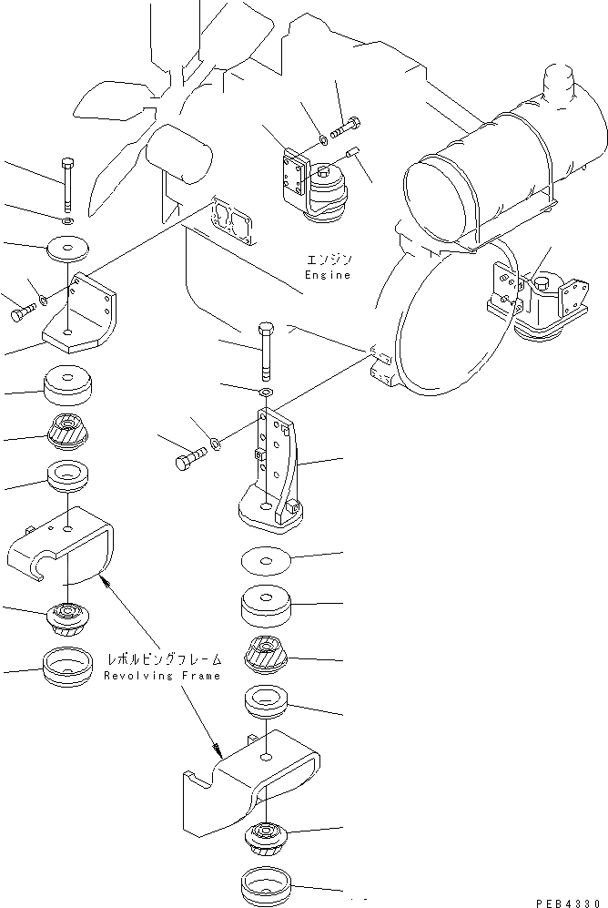 Схема запчастей Komatsu PC340LC-6K - КРЕПЛЕНИЕ ДВИГАТЕЛЯ(№K-K999) КОМПОНЕНТЫ ДВИГАТЕЛЯ