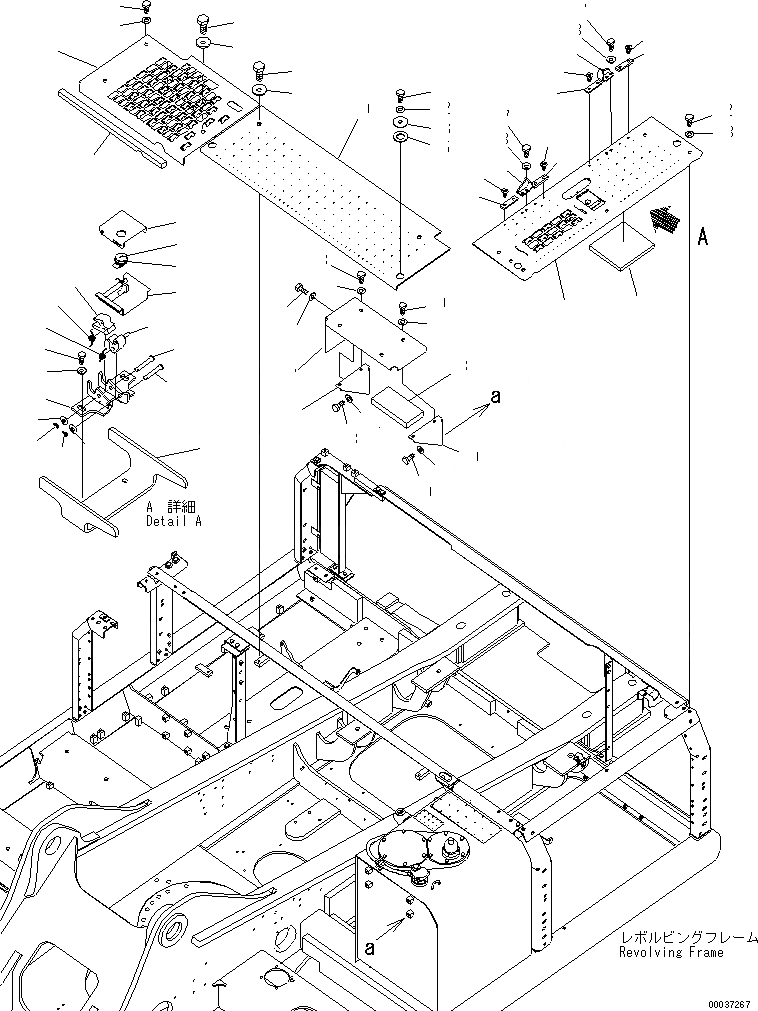 Схема запчастей Komatsu PC340LC-7K-E0 - КРЫШКА(ВЕРХН.) (КАБИНА) ЧАСТИ КОРПУСА