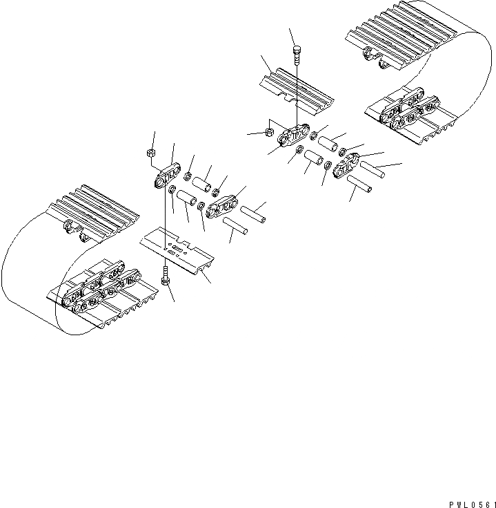 Схема запчастей Komatsu PC340LC-6K-J - ГУСЕНИЦЫ (ТРОЙНОЙ ГРУНТОЗАЦЕП. С ОТВЕРСТИЯМИ) (7MM ШИР.) ХОДОВАЯ