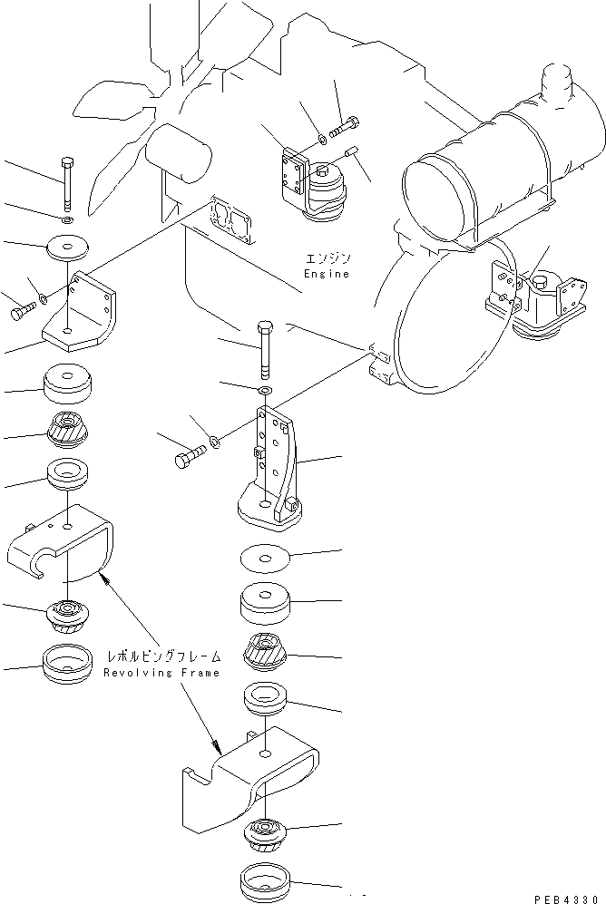 Схема запчастей Komatsu PC340NLC-6K - КРЕПЛЕНИЕ ДВИГАТЕЛЯ(№K-K999) КОМПОНЕНТЫ ДВИГАТЕЛЯ