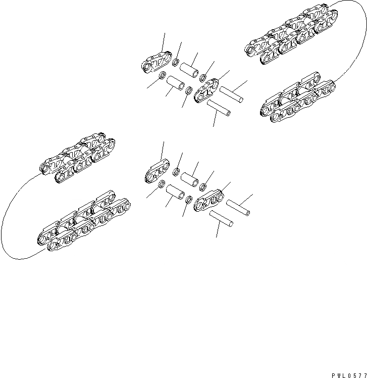 Схема запчастей Komatsu PC340NLC-6 - ГУСЕН. ЦЕПЬ В СБОРЕ (9SET) (ПОСТАВЛЯЕМЫЕ ЧАСТИ) ОСНОВН. КОМПОНЕНТЫ И РЕМКОМПЛЕКТЫ