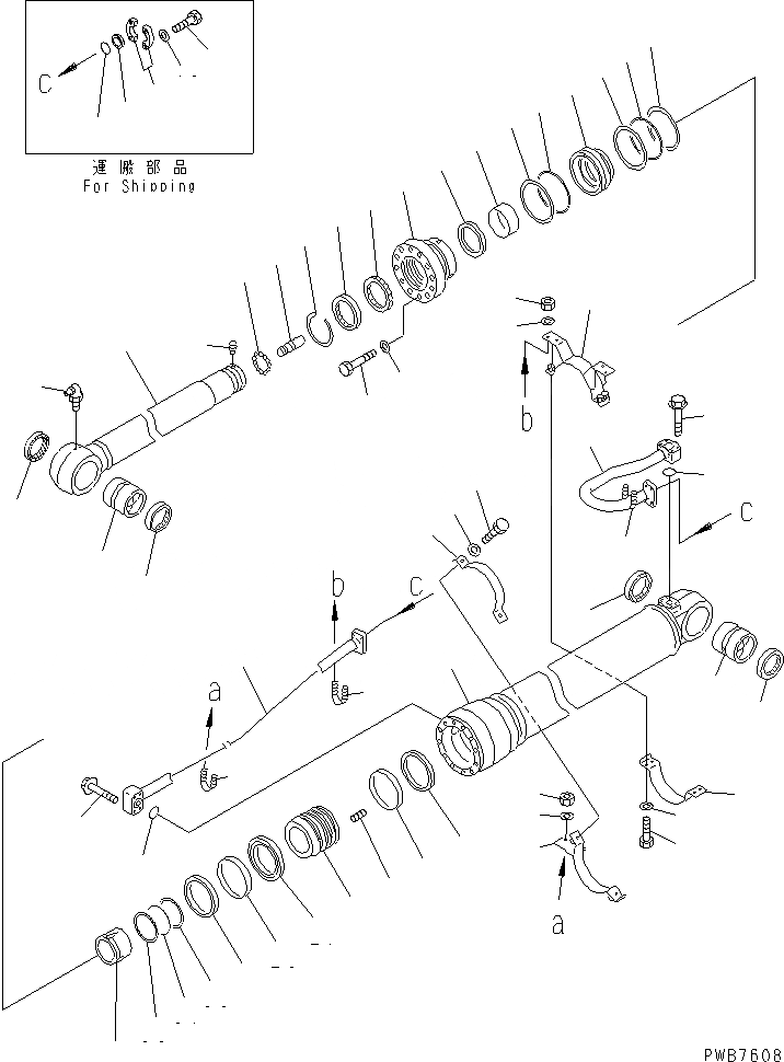 Схема запчастей Komatsu PC340NLC-6 - ЦИЛИНДР РУКОЯТИ ОСНОВН. КОМПОНЕНТЫ И РЕМКОМПЛЕКТЫ