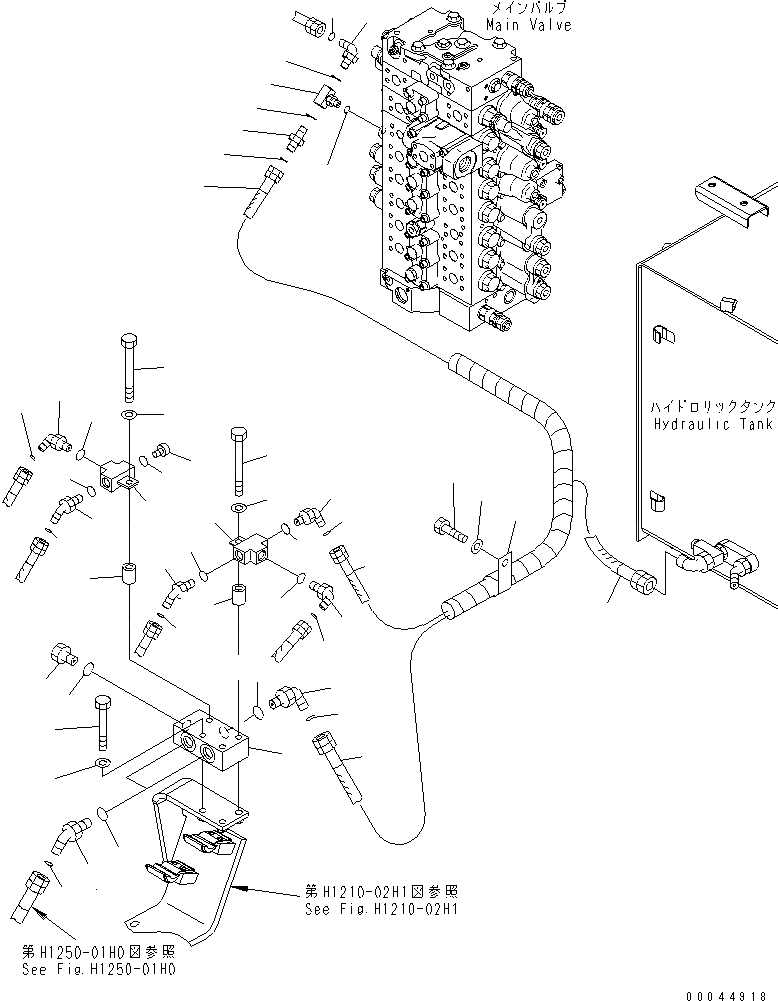 Схема запчастей Komatsu PC350-7E0 - КЛАПАН ПЕРЕГРУЗКИ (ШАССИ) ГИДРАВЛИКА