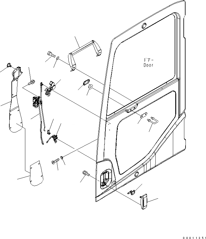 Схема запчастей Komatsu PC350-7E0 - ОСНОВН. КОНСТРУКЦИЯ (КАБИНА) (ЗАМОК ДВЕРИ) КАБИНА ОПЕРАТОРА И СИСТЕМА УПРАВЛЕНИЯ
