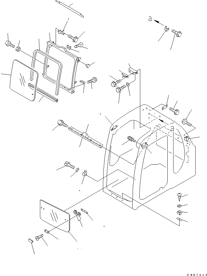 Схема запчастей Komatsu PC350-6Z - КАБИНА (ПЕРЕДН. ОКНА) (ПРОЗРАЧН. КРЫША)(№-) КАБИНА ОПЕРАТОРА И СИСТЕМА УПРАВЛЕНИЯ
