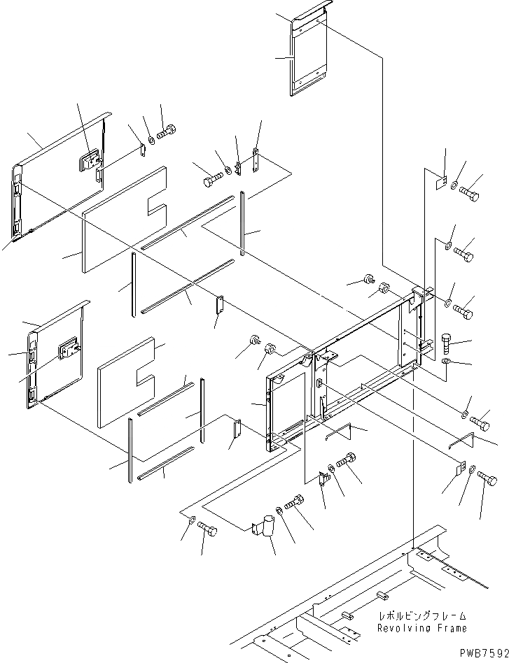 Схема запчастей Komatsu PC350-6Z - ПРАВ. ДВЕРЬ (КАБИНА)(№-8) ЧАСТИ КОРПУСА