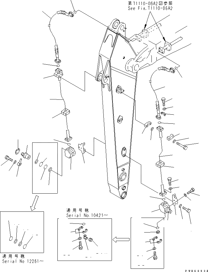 Схема запчастей Komatsu PC350-6Z - РУКОЯТЬ (.M) (ДОПОЛН. ГИДРОЛИНИЯ) РАБОЧЕЕ ОБОРУДОВАНИЕ