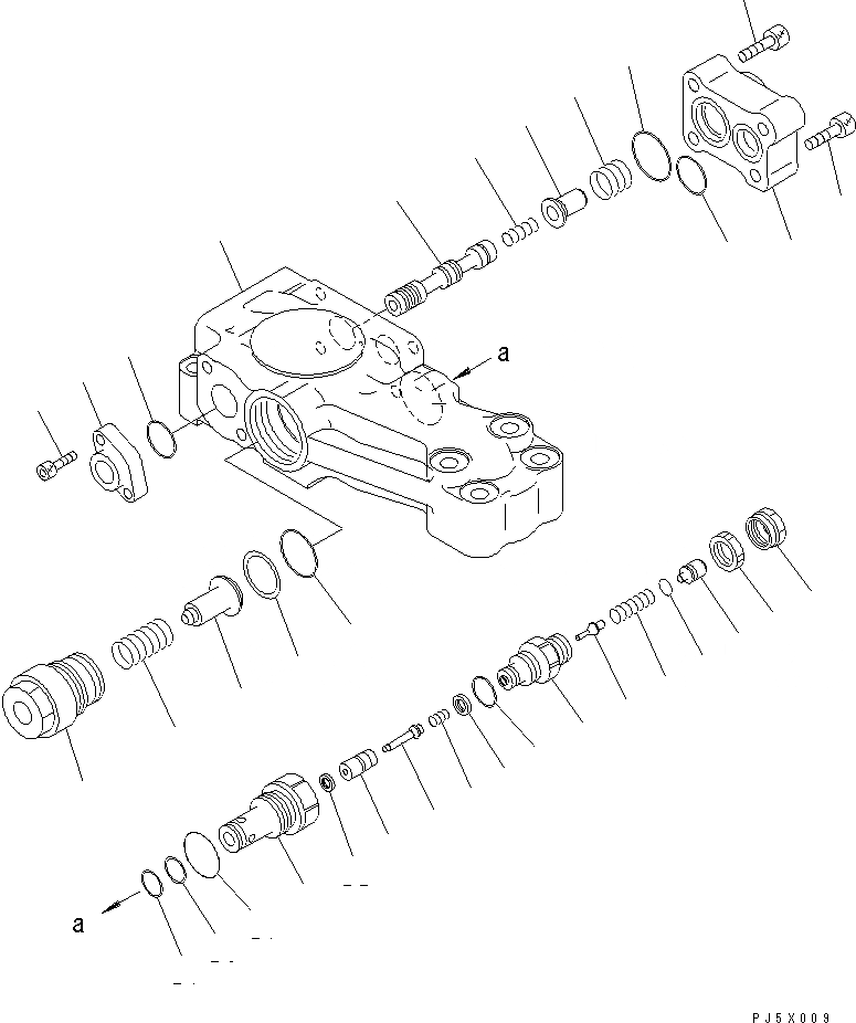 Схема запчастей Komatsu PC350-6Z - КЛАПАН ПЕРЕГРУЗКИ (ДЛЯ ЦИЛИНДРА СТРЕЛЫ)(№9-) ОСНОВН. КОМПОНЕНТЫ И РЕМКОМПЛЕКТЫ
