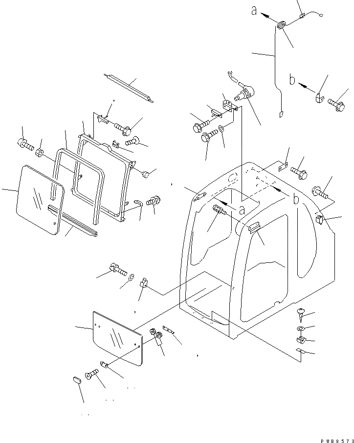 Схема запчастей Komatsu PC350-6 - КАБИНА (ПЕРЕДН. ОКНА) (ПРОЗРАЧН. КРЫША)(№-) КАБИНА ОПЕРАТОРА И СИСТЕМА УПРАВЛЕНИЯ