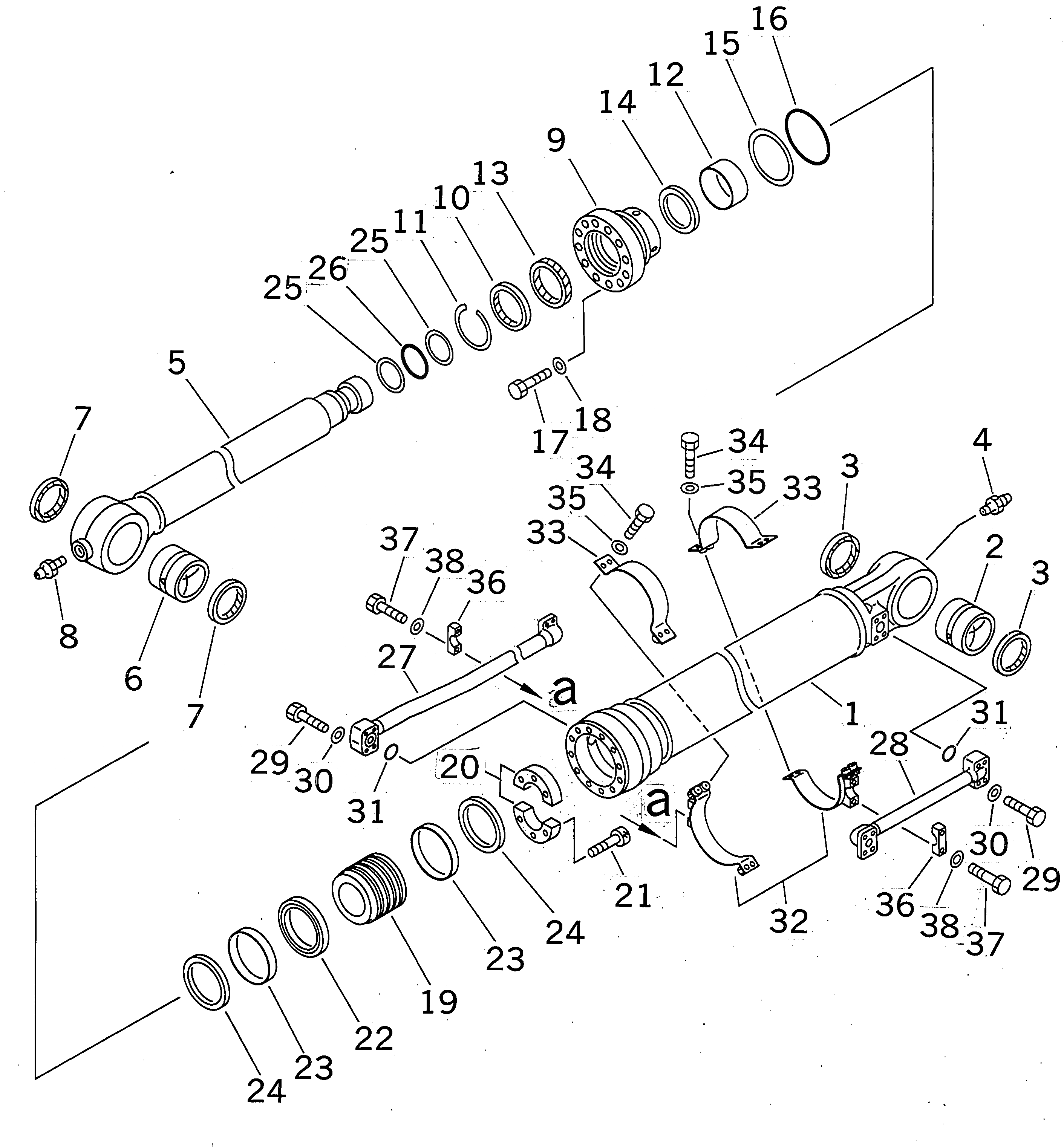 Схема запчастей Komatsu PC350-6 - ЦИЛИНДР КОВША(№-999) ОСНОВН. КОМПОНЕНТЫ И РЕМКОМПЛЕКТЫ