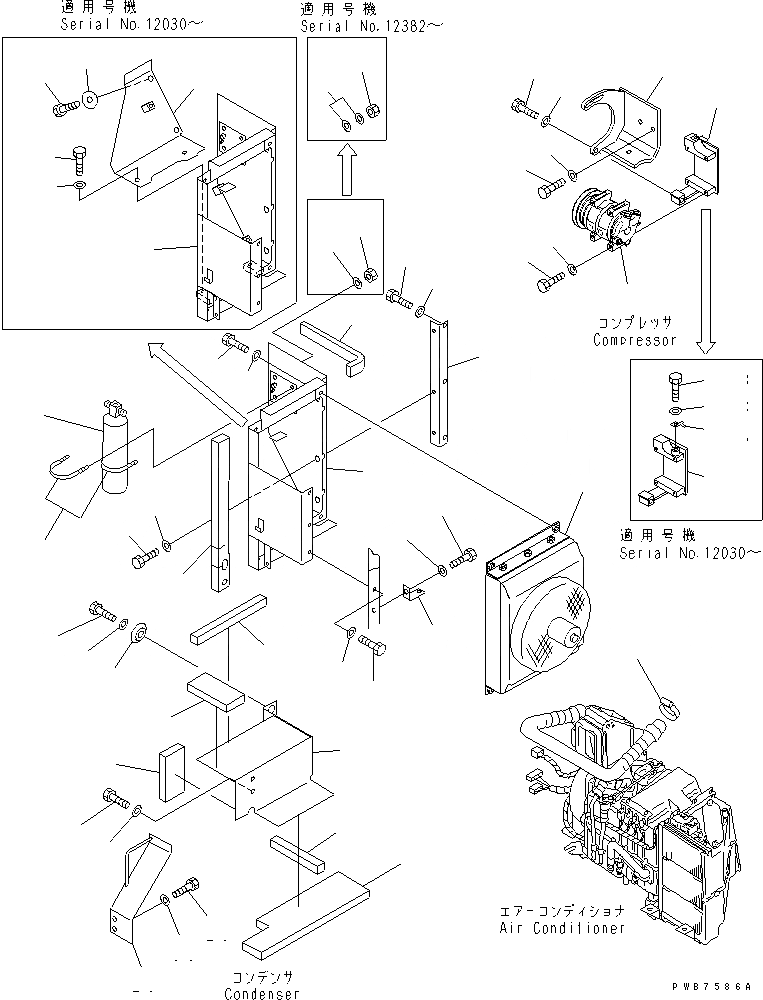 Схема запчастей Komatsu PC350-6 - КОНДИЦ. ВОЗДУХА (БЛОК)(№-) КАБИНА ОПЕРАТОРА И СИСТЕМА УПРАВЛЕНИЯ