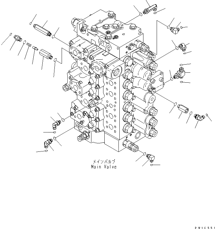 Схема запчастей Komatsu PC350-7 - ОСНОВН. КЛАПАН (СОЕДИНИТЕЛЬН. ЧАСТИ) (/) ГИДРАВЛИКА