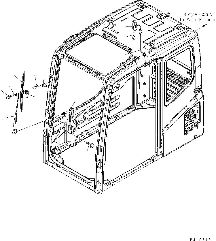 Схема запчастей Komatsu PC350-7 - КАБИНА (ДВОРНИКИ И ОСВЕЩЕНИЕ) (КАРЬЕРН. СПЕЦИФ-Я)(№-) КАБИНА ОПЕРАТОРА И СИСТЕМА УПРАВЛЕНИЯ