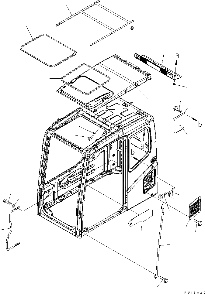 Схема запчастей Komatsu PC350-7 - КАБИНА (АКСЕССУАРЫ) (БЕЗ КОНДИЦ. ВОЗДУХА) (КАРЬЕРН. СПЕЦИФ-Я)(№-) КАБИНА ОПЕРАТОРА И СИСТЕМА УПРАВЛЕНИЯ