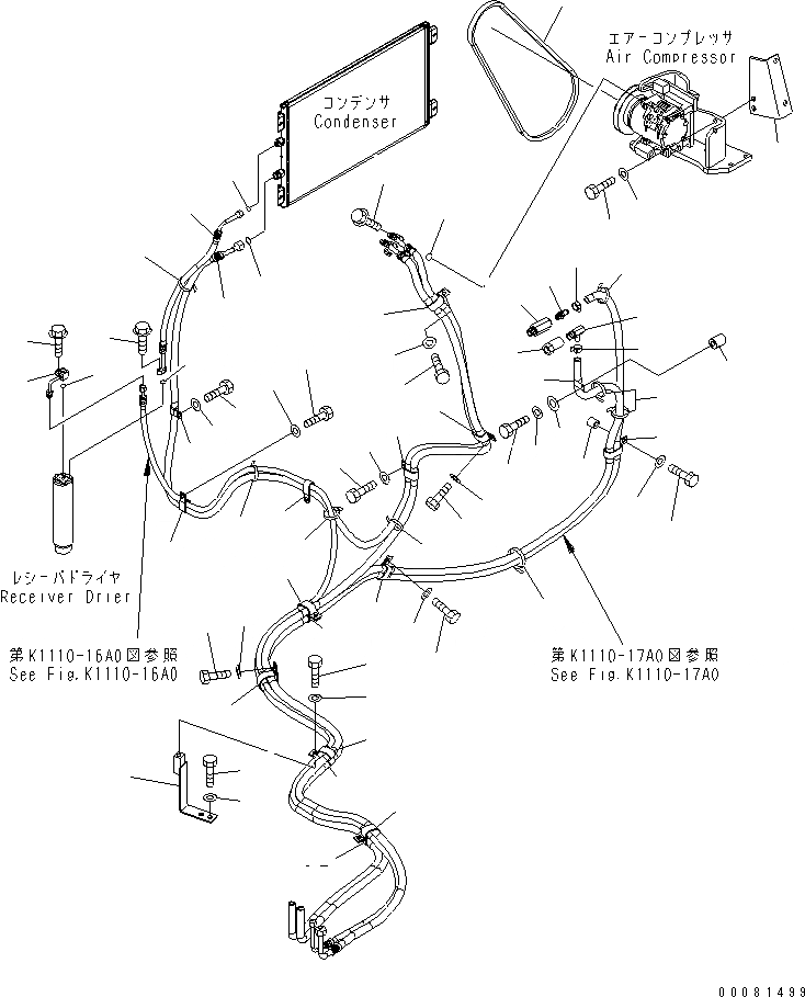Схема запчастей Komatsu PC350-7 - КОНДИЦ. ВОЗДУХА (ШЛАНГИ)(№-) КАБИНА ОПЕРАТОРА И СИСТЕМА УПРАВЛЕНИЯ