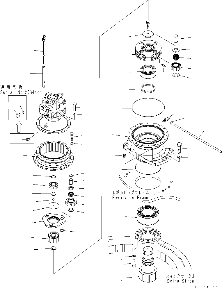 Схема запчастей Komatsu PC350-7 - МЕХАНИЗМ ПОВОРОТА(№8-) ПОВОРОТН. КРУГ И КОМПОНЕНТЫ