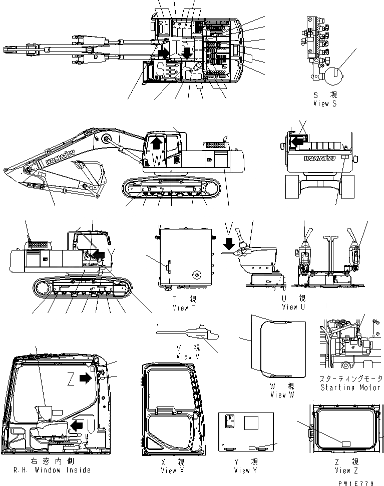 Схема запчастей Komatsu PC350-7 - ТАБЛИЧКИ (АНГЛ.) (БУКВЕНН.)(№-) МАРКИРОВКА