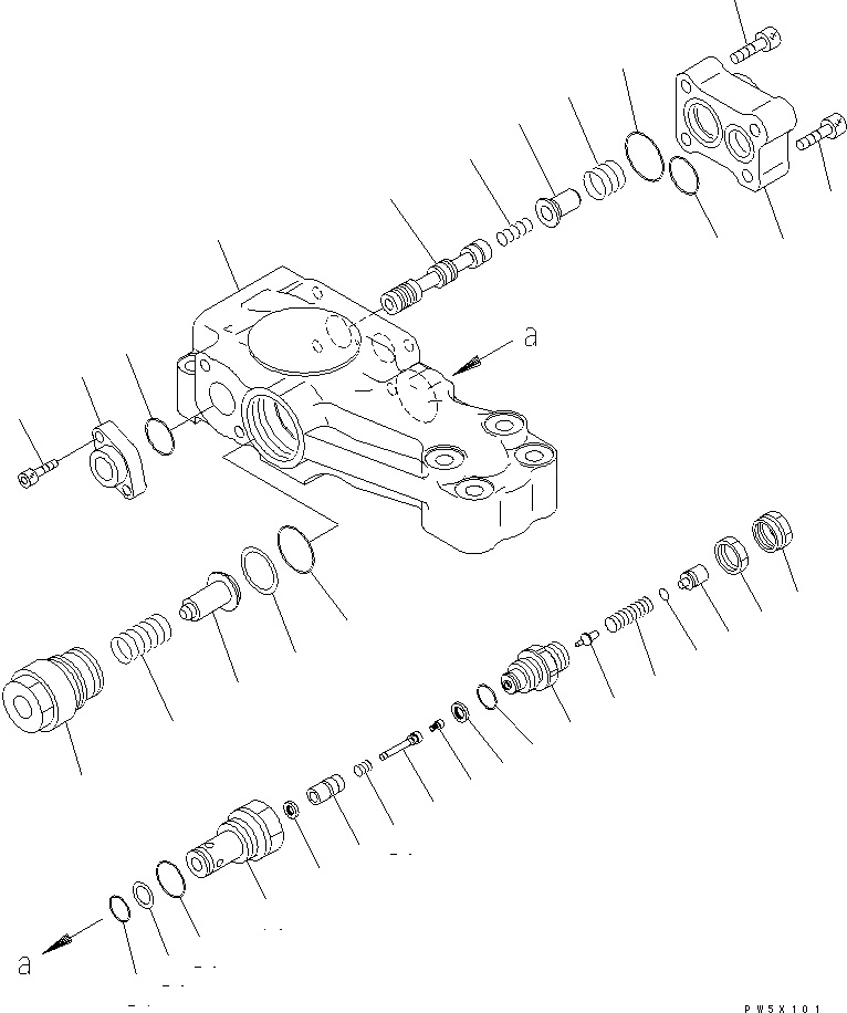 Схема запчастей Komatsu PC350-7 - ANTI-DROP КЛАПАН (ДЛЯ ЦИЛИНДРА СТРЕЛЫ) ОСНОВН. КОМПОНЕНТЫ И РЕМКОМПЛЕКТЫ