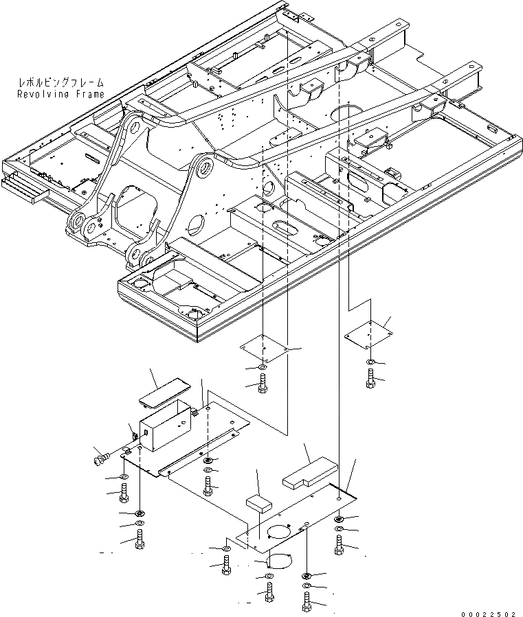 Схема запчастей Komatsu PC350-7-AA - НИЖН. КРЫШКА (ОСНОВНАЯ РАМА) (БОКОВ. КРЫШКА) (СПЕЦ-Я ДЛЯ РАЗРУШ. ЗДАНИЙ) ЧАСТИ КОРПУСА