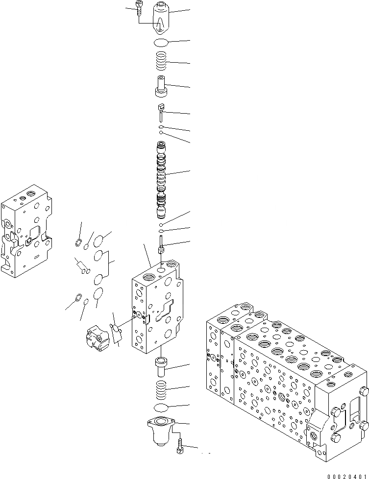 Схема запчастей Komatsu PC350-8 - ОСНОВН. КЛАПАН (-АКТУАТОР) (/)(№-) ОСНОВН. КОМПОНЕНТЫ И РЕМКОМПЛЕКТЫ