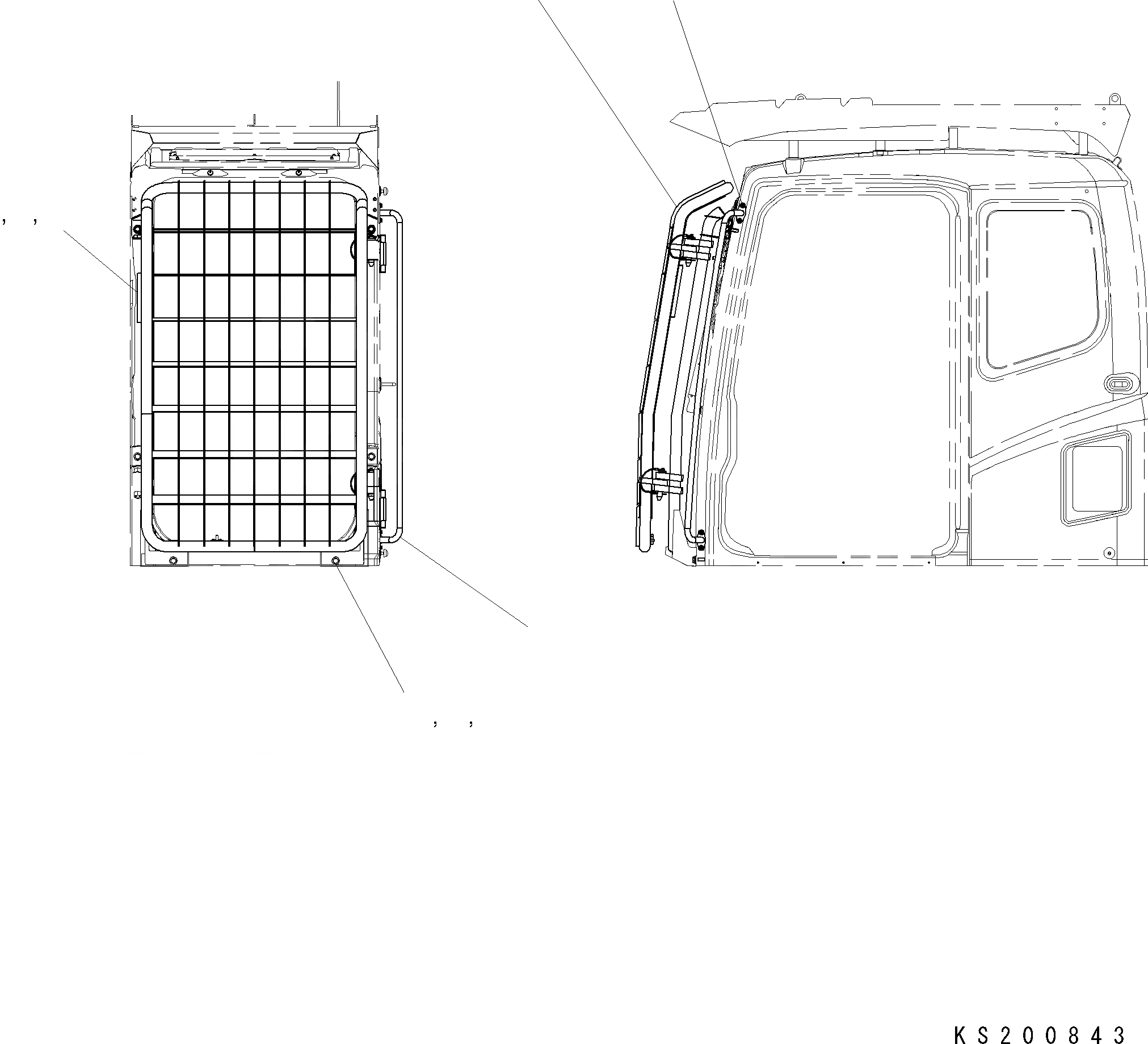 Схема запчастей Komatsu PC350LC - HINGED OPG ФРОНТАЛЬНАЯ ЗАЩИТА(№K7-) 