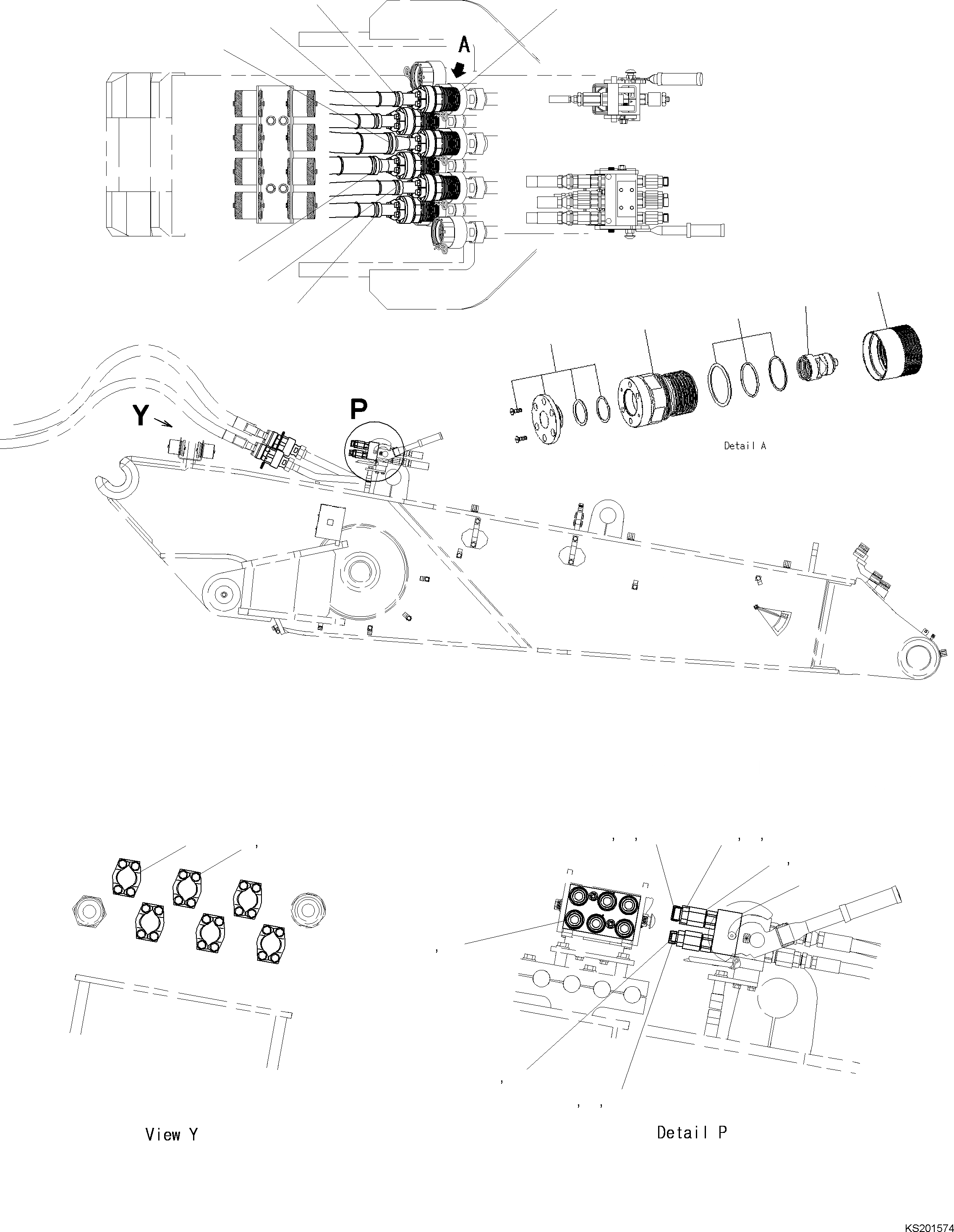 Схема запчастей Komatsu PC350LC - DIG СТРЕЛА FASTER ТРУБЫ (№K7-) 