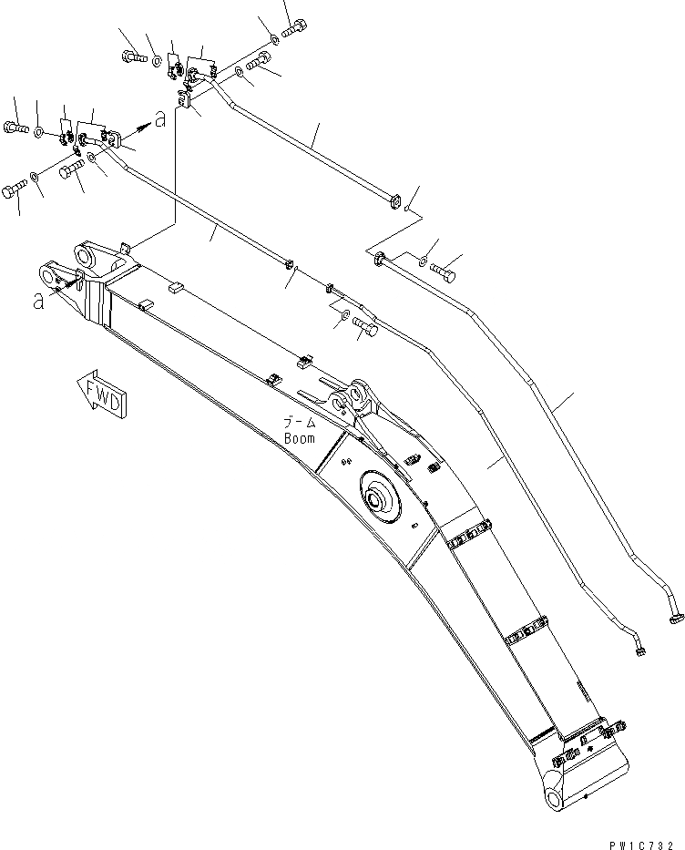 Схема запчастей Komatsu PC350LC-7 - СТРЕЛА (ДОПОЛН. ГИДРОЛИНИЯ) РАБОЧЕЕ ОБОРУДОВАНИЕ