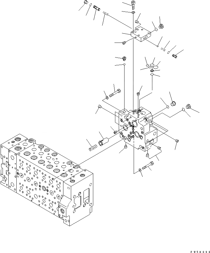 Схема запчастей Komatsu PC350LC-7 - ОСНОВН. КЛАПАН (/) ОСНОВН. КОМПОНЕНТЫ И РЕМКОМПЛЕКТЫ