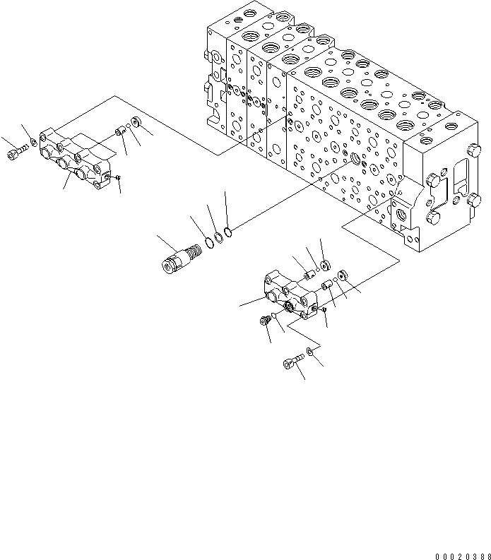 Схема запчастей Komatsu PC350LC-7 - ОСНОВН. КЛАПАН (-АКТУАТОР) (/) ОСНОВН. КОМПОНЕНТЫ И РЕМКОМПЛЕКТЫ