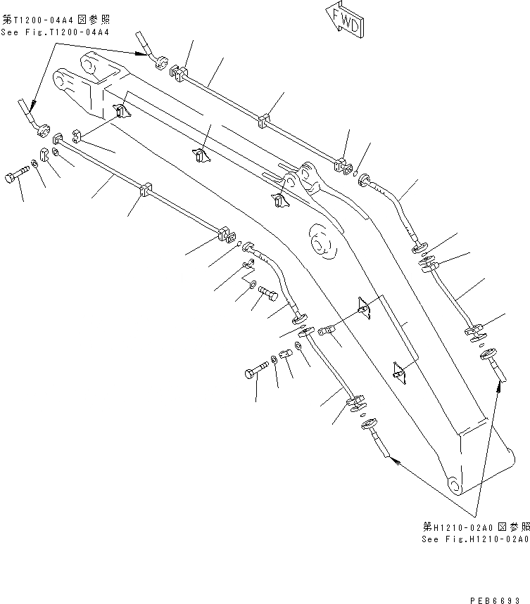 Схема запчастей Komatsu PC350LC-6 - СТРЕЛА (ДОПОЛН. ГИДРОЛИНИЯ) РАБОЧЕЕ ОБОРУДОВАНИЕ
