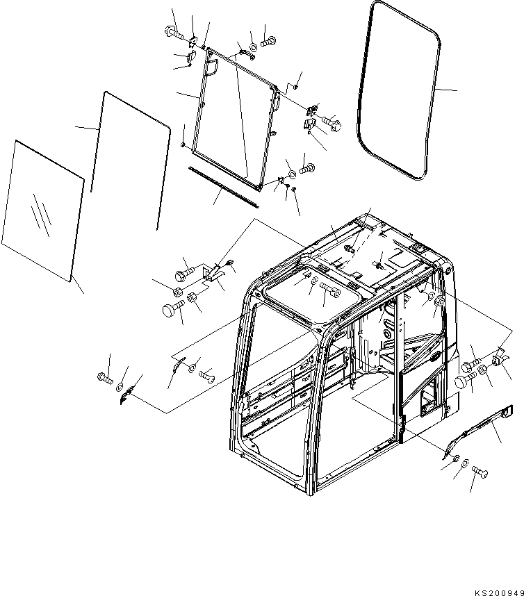 Схема запчастей Komatsu PC350LC-8 - OPERATORґS КАБИНА (ПЕРЕДН. ОКНА) K OPERATORґS ОБСТАНОВКА И СИСТЕМА УПРАВЛЕНИЯ