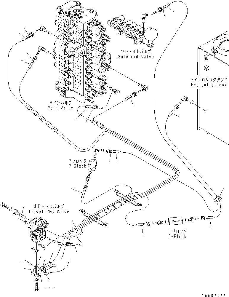 Схема запчастей Komatsu PC350LC-8 - OPERATORґS КАБИНА (ПОЛ) (P.P.C. ТРУБЫ ДЛЯ ХОД КЛАПАН) K OPERATORґS ОБСТАНОВКА И СИСТЕМА УПРАВЛЕНИЯ