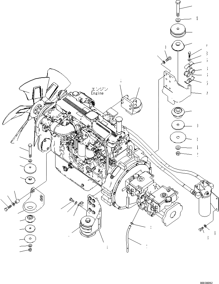Схема запчастей Komatsu PC350LC-7E0 - КРЕПЛЕНИЕ ДВИГАТЕЛЯ КОМПОНЕНТЫ ДВИГАТЕЛЯ