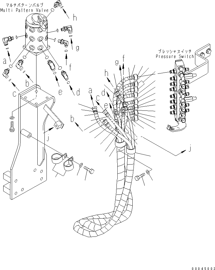 Схема запчастей Komatsu PC350LC-7E0 - MULTI PATTERN КЛАПАН (ШЛАНГИ И КРЕПЛЕНИЕ) ( WAY) ГИДРАВЛИКА