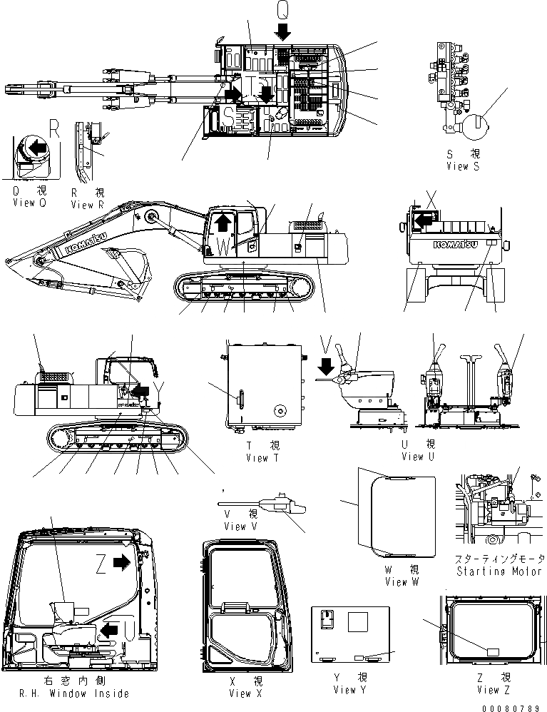 Схема запчастей Komatsu PC350LC-7E0 - ТАБЛИЧКИ (ПОРТУГАЛ.) (БУКВЕНН.) (LC) МАРКИРОВКА