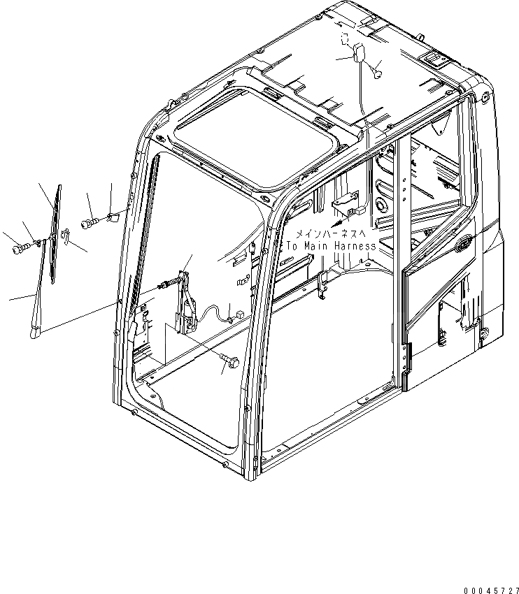 Схема запчастей Komatsu PC350LC-8 - КАБИНА (ДВОРНИКИ И ОСВЕЩЕНИЕ) (БЕЗ РАДИО И KOMTRAX)(№-) КАБИНА ОПЕРАТОРА И СИСТЕМА УПРАВЛЕНИЯ