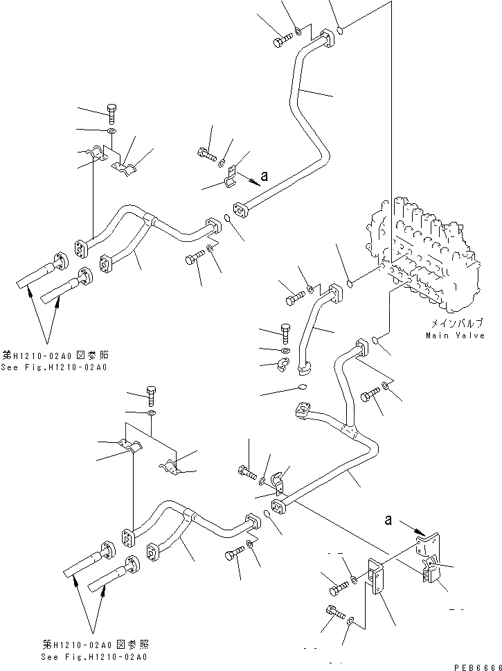 Схема запчастей Komatsu PC350LC-6 - ГИДРОЛИНИЯ СТРЕЛЫ (КЛАПАН СТРЕЛЫ) (С ПРЕДОТВРАЩ. СМЕЩЕНИЯ)(№9-999) ГИДРАВЛИКА