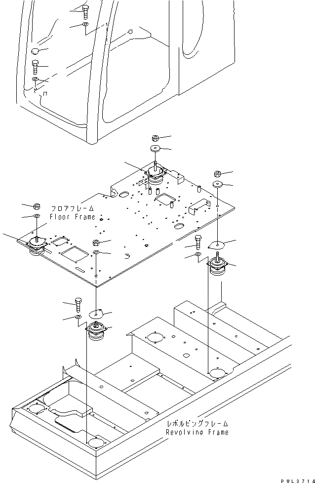 Схема запчастей Komatsu PC350LC-6 - КРЕПЛЕНИЕ ПОЛА(№-) КАБИНА ОПЕРАТОРА И СИСТЕМА УПРАВЛЕНИЯ